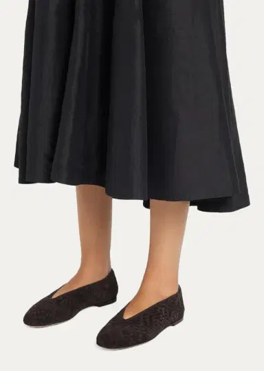 Bottega Veneta Rosa Intrecciato Suede Ballerina Flats | Thumbnail 2