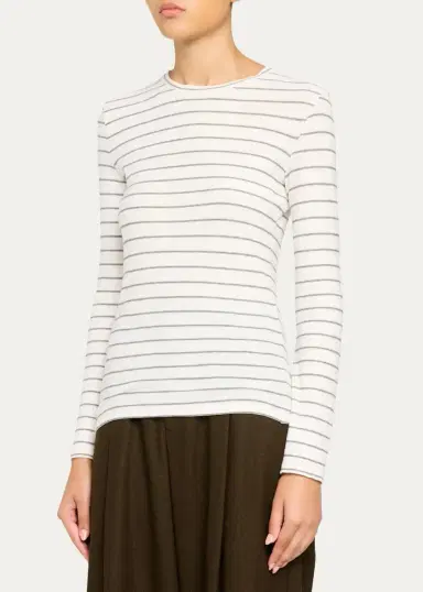 Vince Striped Long-Sleeve Cotton T-Shirt | Thumbnail 4