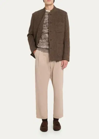 Massimo Alba Men's Band-Collar Herringbone Blazer | Thumbnail 2