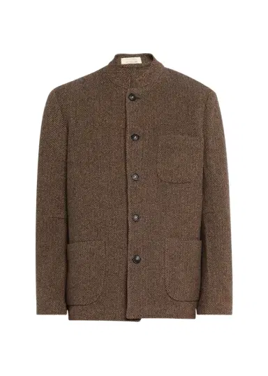 Massimo Alba Men's Band-Collar Herringbone Blazer | Thumbnail 1