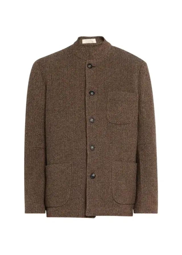 Massimo Alba Men's Band-Collar Herringbone Blazer