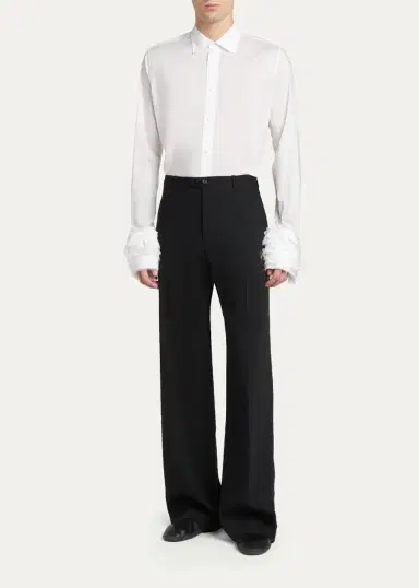 Jil Sander Men's Wool Blend Wide-Leg Trousers | Thumbnail 2