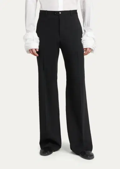 Jil Sander Men's Wool Blend Wide-Leg Trousers | Thumbnail 4