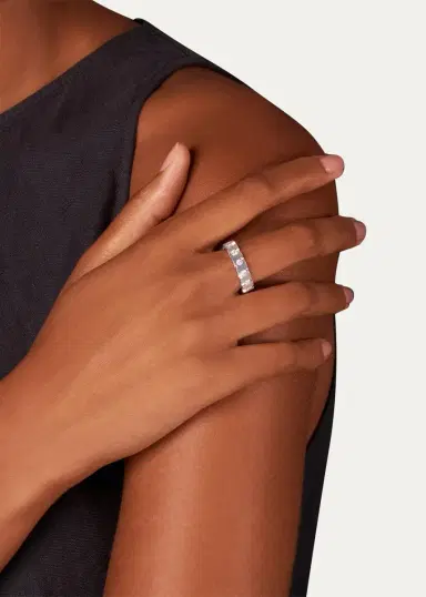 Reza Nexus 18K White Gold Alternating Diamond Narrow Band | Thumbnail 2