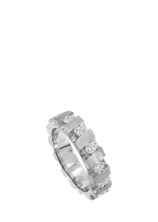 Reza Nexus 18K White Gold Alternating Diamond Narrow Band