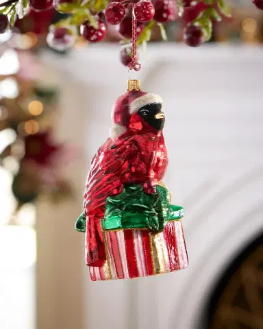 Exclusive Cardinal On Present Christmas Ornament | Thumbnail 2