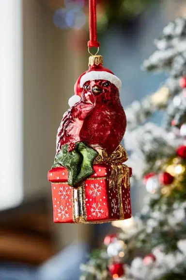 Exclusive Cardinal On Present Christmas Ornament | Thumbnail 3