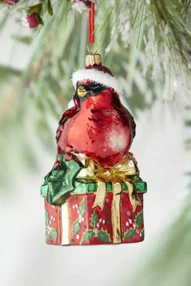 Exclusive Cardinal On Present Christmas Ornament | Thumbnail 4
