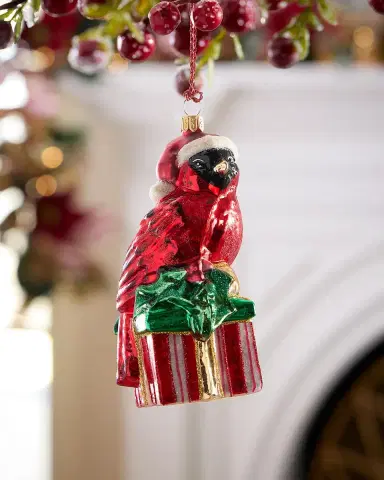 Exclusive Cardinal On Present Christmas Ornament | Thumbnail 1