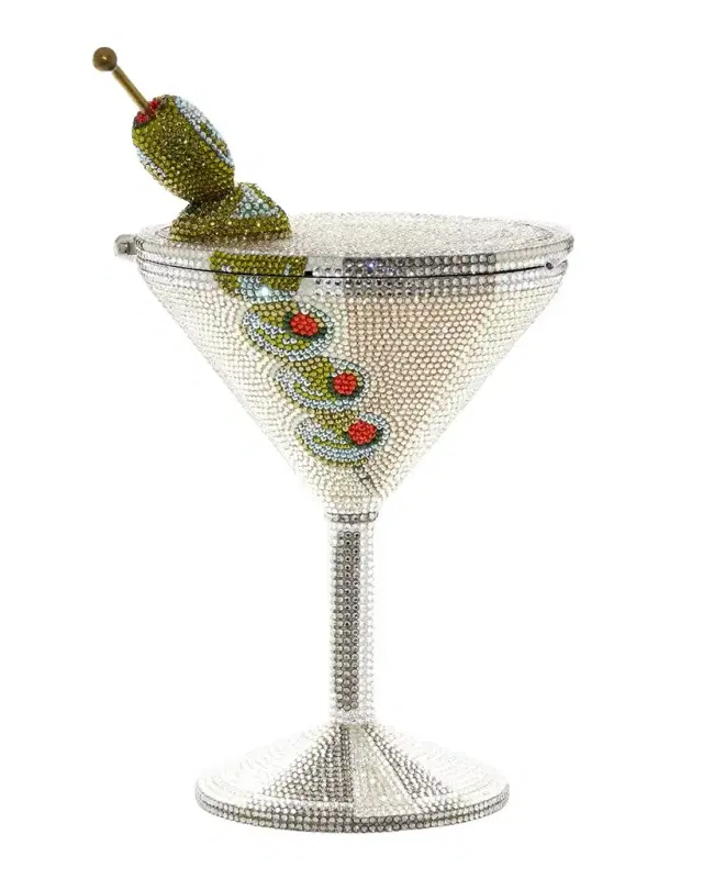 Judith Leiber Couture Beaded Martini Glass Cocktail Clutch