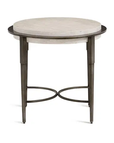 Bernhardt Barclay Round Travertine Chair-Side Table | Thumbnail 2