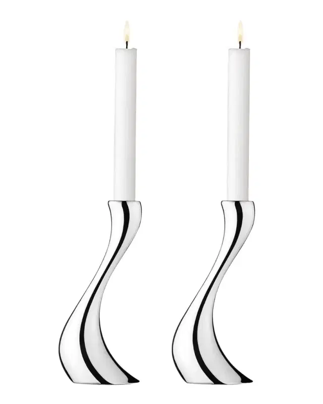 Georg Jensen Cobra Medium Candle Holders, Set of 2