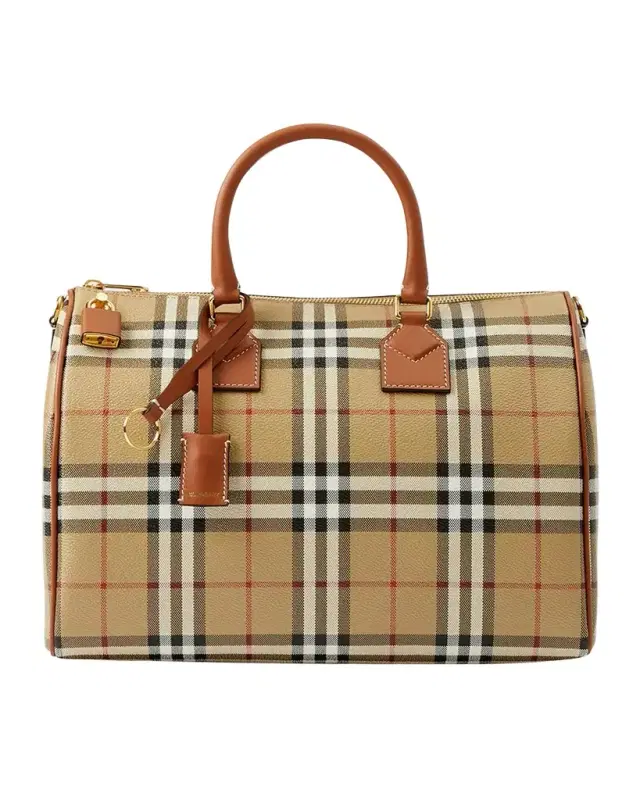 Burberry Check Large Bowling Top-Handle Bag
