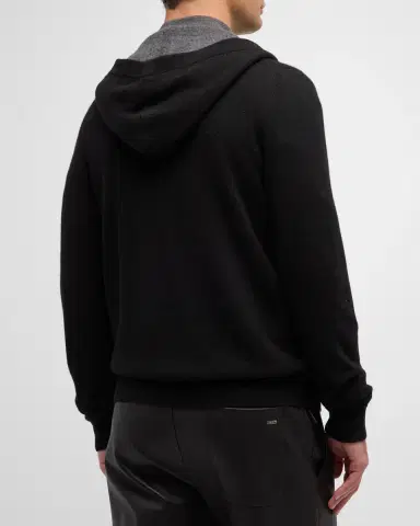 Neiman Marcus Men's Cashmere Full-Zip Hoodie | Thumbnail 3