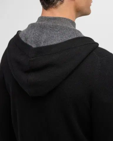Neiman Marcus Men's Cashmere Full-Zip Hoodie | Thumbnail 6