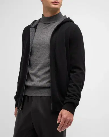 Neiman Marcus Men's Cashmere Full-Zip Hoodie | Thumbnail 7