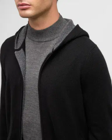 Neiman Marcus Men's Cashmere Full-Zip Hoodie | Thumbnail 8