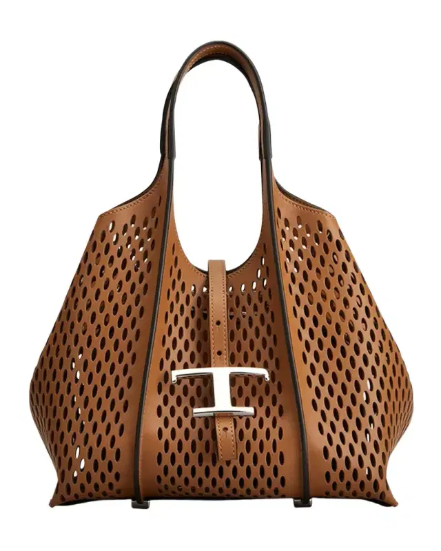 Tod's Mini Laser-Cut Leather Shopping Tote Bag