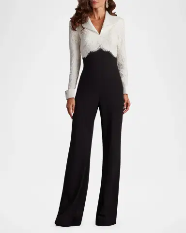 Tadashi Shoji Bootcut Lace & Crepe Jumpsuit | Thumbnail 2