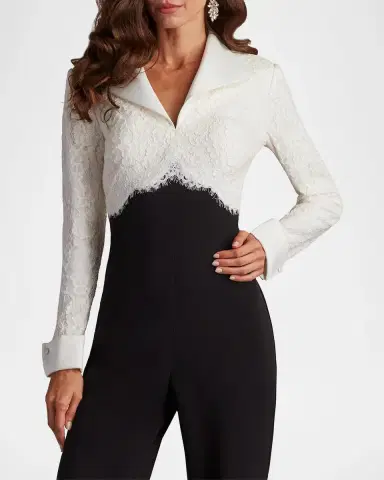 Tadashi Shoji Bootcut Lace & Crepe Jumpsuit | Thumbnail 5