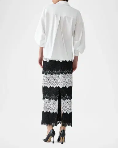Carolina Herrera Clara Puff-Sleeve Cotton Poplin Button-Down Shirt | Thumbnail 3