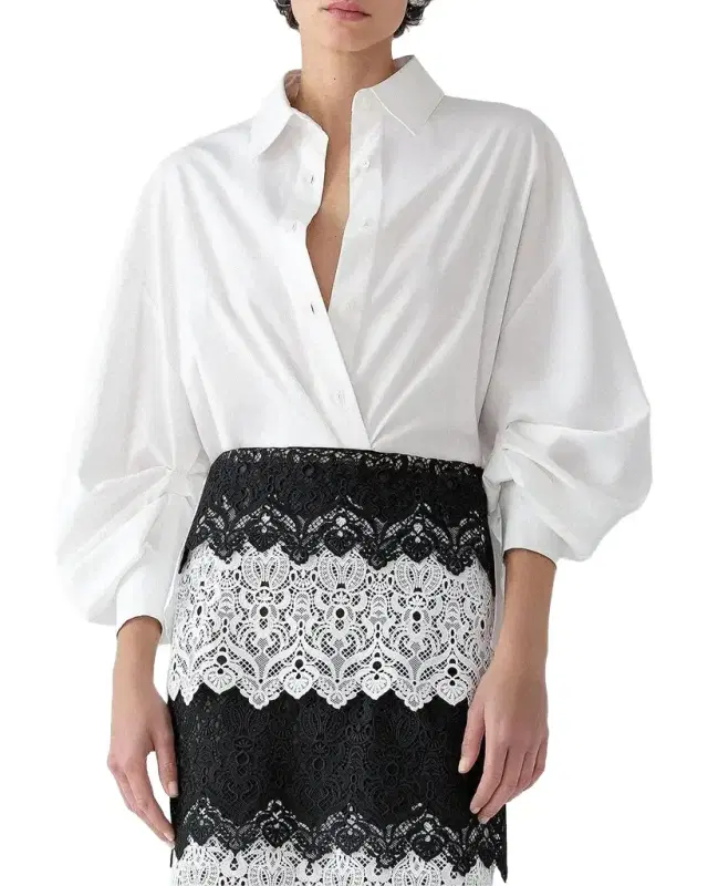 Carolina Herrera Clara Puff-Sleeve Cotton Poplin Button-Down Shirt