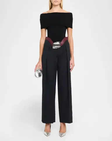 Jean Paul Gaultier The Curved Belt Wide-Leg Suit Pants | Thumbnail 2 Jean Paul Gaultier The Curved Belt Wide-Leg Suit Pants | Thumbnail 2