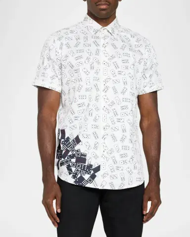 Robert Graham Men's Stack & Slam Cotton Short-Sleeve Shirt | Thumbnail 4