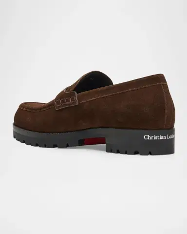 Christian Louboutin Men's Cavavin Leather Lug-Sole Penny Loafers | Thumbnail 2