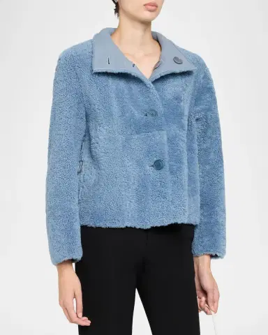 Akris punto Throw Over Lamb Shearling Reversible Coat | Thumbnail 4 Akris punto Throw Over Lamb Shearling Reversible Coat | Thumbnail 4