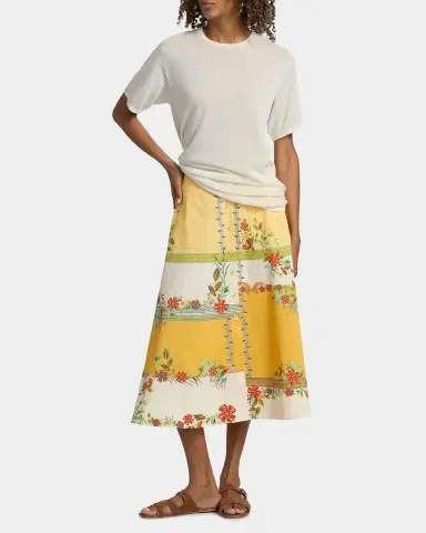 Saloni Kali-C Floral Stripe A-Line Midi Skirt | Thumbnail 2