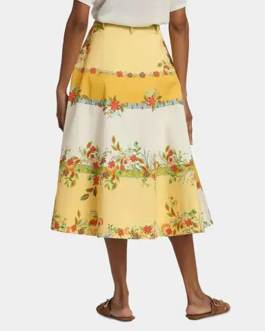 Saloni Kali-C Floral Stripe A-Line Midi Skirt | Thumbnail 3
