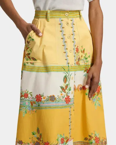 Saloni Kali-C Floral Stripe A-Line Midi Skirt | Thumbnail 5