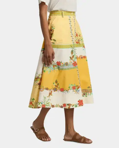 Saloni Kali-C Floral Stripe A-Line Midi Skirt | Thumbnail 7