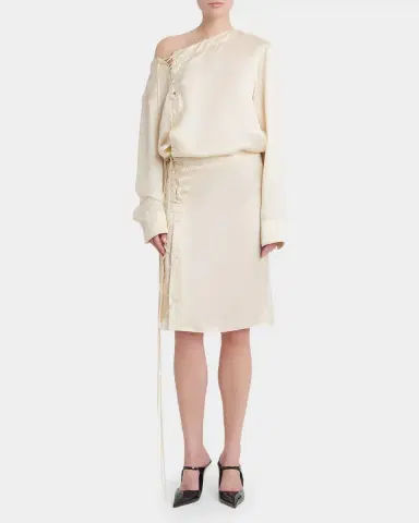 Ferragamo Satin Lace-Up Blouse | Thumbnail 2 Ferragamo Satin Lace-Up Blouse | Thumbnail 2
