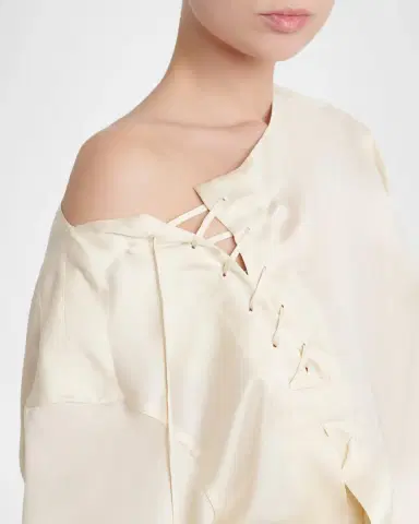 Ferragamo Satin Lace-Up Blouse | Thumbnail 5 Ferragamo Satin Lace-Up Blouse | Thumbnail 5