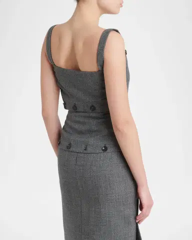 Ferragamo Button-Embellished Mouline Wool Top | Thumbnail 3 Ferragamo Button-Embellished Mouline Wool Top | Thumbnail 3
