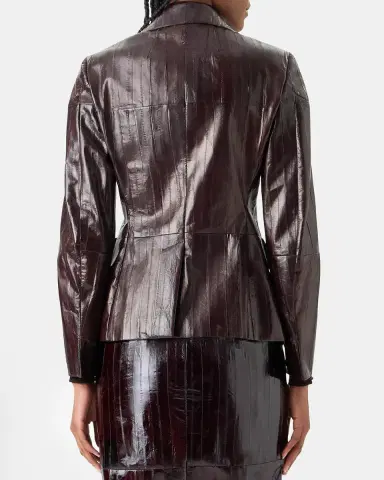 Akris Kimia Lacquered Eel Leather Fitted Jacket | Thumbnail 3 Akris Kimia Lacquered Eel Leather Fitted Jacket | Thumbnail 3