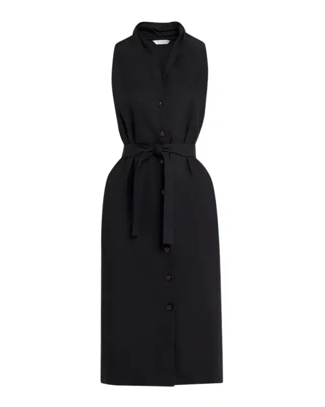 Max Mara Navetta Sleeveless Belted Linen Button-Front Midi Dress