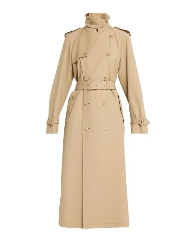 Ralph Lauren Collection Techno Wool Gabardine Belted Long Trench Coat