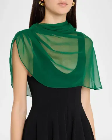 Lela Rose Silk Chiffon Capelet | Thumbnail 3 Lela Rose Silk Chiffon Capelet | Thumbnail 3