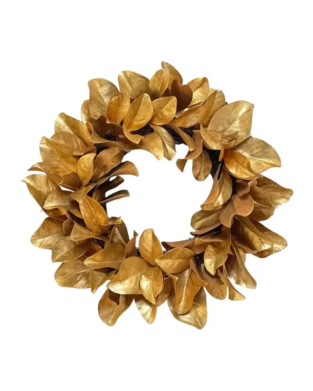 Winward Home Gold Magnolia Leaf 24" Faux Christmas Wreath