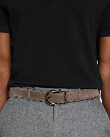 Ferragamo Men's Leather Gancio-Buckle Belt | Thumbnail 2
