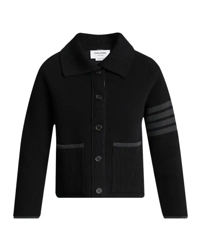 Thom Browne 4-Bar Stripe Cotton Pique Hybrid Polo Jacket