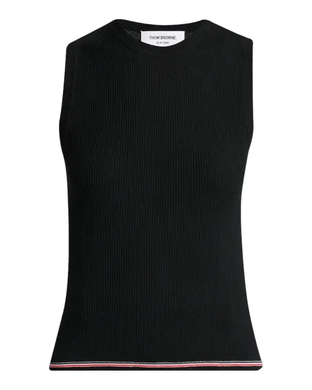 Thom Browne RWB Wool Rib-Knit Shell Top