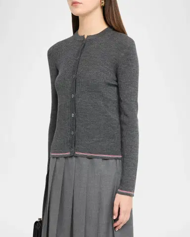 Thom Browne Rib-Knit Wool Cardigan | Thumbnail 4 Thom Browne Rib-Knit Wool Cardigan | Thumbnail 4