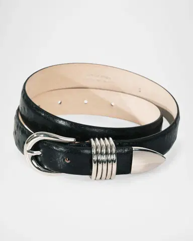 Déhanche Hollyhock Ostrich-Embossed Leather Belt | Thumbnail 2