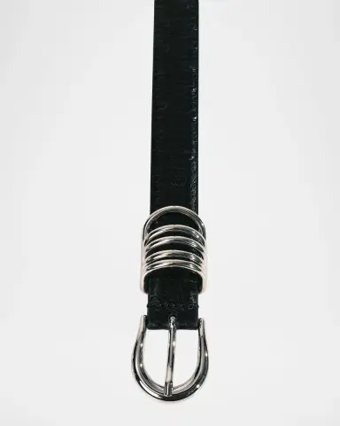 Déhanche Hollyhock Ostrich-Embossed Leather Belt | Thumbnail 3