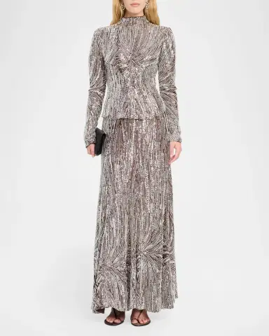 Rabanne Embellished Satin A-Line Maxi Skirt | Thumbnail 2