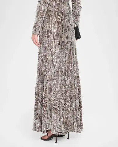 Rabanne Embellished Satin A-Line Maxi Skirt | Thumbnail 3